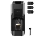 Cecotec Kapselmaschine Freestyle Compact Black. 1350W, Thermoblock-Heizung, Forcearoma-Technologie 20 Bar, 4-in-1 Espresso-Maschine. Geeignet für gemahlenen Kaffee, Dolce Gusto, Nespresso und K-Fee