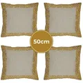 4er Set Kissenbezug Handgefertigt Frisia Gold 50x50cm - Boho Deko