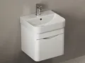 Aqua Bagno Badmöbel-Set Badmöbel Unterschrank mit Waschtisch weiß Hochglanz lackiert, (vormontiert, 2-St., Badmöbelschrank lackiert mit Keramikwaschbecken), einfache Montage, Badschrank