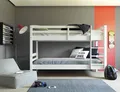 Inter Link – Etagenbett – Hochbett – Jugendbett - Rausfallschutz – Stockbett – Kinderbett – Mit 2 Lattenroste – Kiefer massivholz – Rick - Weiß lackiert – 90x190 cm