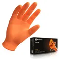 Guanti in nitrile arancioni GoGrip, taglia: M - 50 pezzi, Guanti protettivi monouso, privi di rivestimento in polvere, senza lattice, guanti nitrile con uno spessore 3 volte superiore