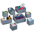 Relaxdays Schubladen Organizer 8-tlg. Set Kunststoff Grau Faltbar 13 cm x 28,5 cm x 28,5 cm