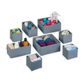 Relaxdays Schubladen Organizer, 8-teiliges Wäscheorganizer Set, 3 Größen, für Kleiderschrank & Schublade, faltbar, grau