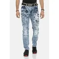 Cipo & Baxx Regular-fit-Jeans DENIM bequeme Jeans mit coolen Ziernahtelementen, CD598 blau 38