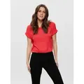 ONLY T-Shirt ONLMOSTER – Kurzarmshirt mit Aufschlag und klassischem Look Viskosemischung, regular fit rot M (38)