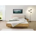 Bett mit Nachttisch Fichte 180x200x85 natur gebeizt / geölt, Kopfteil beige FICHTELBERG #143