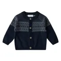 Stellou & friends Cardigan-Strickjacke für Mädchen und Jungen mit Norwegen Muster | Hochwertige Baby-Kleidung aus 100% Baumwolle - III V I Gr. 74/80 - Navy