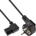 InLine 16752A Netzkabel, Schutzkontakt gewinkelt auf Kaltgerätestecker C13 rechts abgewinkelt, 3m, schwarz