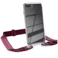 EAZY CASE - Hülle mit Band kompatibel mit iPhone 8 Plus Handyhülle mit Umhängeband Silikonhülle Transparent Schutzhülle Handykette zum Umhängen Handykordel Smartphone in Beere - Clips Beere