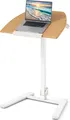 COSTWAY Beistelltisch mit Rollen, Stehtisch mit 90° neigbarer Tischplatte, klappbares Stehpult, Laptoptisch, 65 x 49 cm