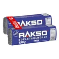 RAKSO Edelstahlwolle fein - 300 g, 2 Banderolen à 150g rostfrei, hygienische Reinigung, reinigt, schleift, poliert im Nassbereich
