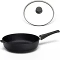 Hoffmann STONIQ Hochrandpfanne, 28 cm, Antihaftbeschichtet, PTFE und PFAS-frei, Induktionsgeeignet, Backofenfest bis 300°C, Pfanne made in Germany, Bratpfanne, Schmorpfanne (mit Deckel, 28 cm)