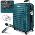 KESSER Reisekoffer Hartschalen-Koffer Inkl. Kofferwaage + Gepäckanhänger Trolley Gepäck Rollkoffer Zahlenschloss 4 Rollen ABS-Hartschale Teleskopgriff