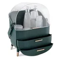 Navaris Make-Up Organizer - Aufbewahrung für Kosmetik - Ordnungssystem mit 2 Schubladen - tragbare Aufbewahrungsbox für Bad oder Schminktisch - Grün