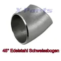 45° Grad EDELSTAHL Bogen 60mm KURZ Rohr V2A Schweißbogen Downpipe Hosenrohr