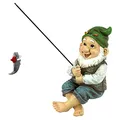 Design Toscano Ziggy The Fishing Gnome Statue Garden Ornament, mehrfarbig