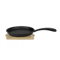 Gusseisen-Minipfanne Ø 13 cm, Schwarz mit Holzuntersetzer - Ideal zum Braten