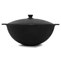 NAMANGAN | Schwenktopf Kazan aus Gusseisen 22 L (runder Boden) | Kasan Uzbekisch | Cast Iron KESSEL Uzbek | Camping Usbek Asia WOK | Topf mit Aluminium Deckel