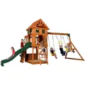 Spielturm Backyard Discovery, Braun, Gelb, Grün, Holz, Metall, Kunststoff, Zeder, 551.2x284.5x236.2 cm, EN 71, Outdoor Spielzeug, Spieltürme