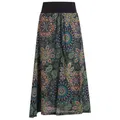 Vishes Maxirock Langer Damen Sommer-Rock Sommerröcke Bunt mit Mandalas bedruckt Retro, Festival, Boho Style grün|schwarz 44