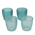 BOLTZE Windlicht Marilu 4er Set Petrol Türkis Glas Kerzenhalter Teelichthalter