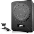Pyle 600W Untersitz Subwoofer Aktiv – 8" Flacher Auto Lautsprecher mit Verstärker – Car & Marine Speakers mit Variabler Bassboost inkl. Montagematerial & Fernbedienung – Schlankes Design in Schwarz