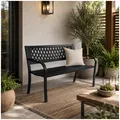Gartenbank Venera Metall Sitzbank Schwarz für Terrasse und überdachten Außenbereich