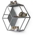 Canadian Cat Company Katzen-Wandregal HexaCat Katzenregal/Kratzbaum Industrial-Design, Filzflächen, Wandregal/Kletterwand aus Metall mit Filzflächen ca. 120 x 104 x 35 cm grau