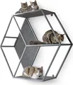 Katzenmöbel HexaCat · Wandregal/Kletterwand aus Metall mit Filzflächen · grau · 120 x 104 x 35 cm