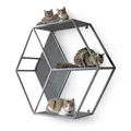 CanadianCat Company | HexaCat Kletterwand für Katzen - Katzenregal & Kratzbaum aus Metall im Industrial-Design mit Filzauflagen - 120x104x35 cm - grau - modernes Katzenmöbel