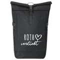 Huuraa Kurierrucksack Roth verliebt 30-44 Liter Black Melange Fairtrade Rolltop Rucksack Geschenkidee