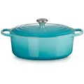 LE CREUSET Bräter Gusseisen-Bräter mit Deckel, Oval, Ø 31 cm, Karibik, 21178311702430 blau 31 cm