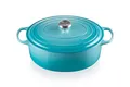 Le Creuset Signature Gusseisen-Bräter mit Deckel, Ø 31 cm, Oval, Für alle Herdarten und Induktion geeignet, Volumen: 6,3 l, 5,705 kg, Karibik, 21178311702430