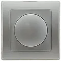 DELPHI Dimmer für dimmbare 230V LED Lampen 3-60W mit 1-fach Rahmen Geeignet für Mehrfachrahmen Einsatz 55x55mm Silber Grau