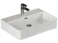 Aqua Bagno Keramik Waschbecken 60cm, Modernes Design für Bad & Gäste-WC, Aufsatzwaschbecken weiß