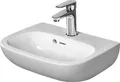 Duravit D-CODE Handwaschbecken mit Überlauf, Hahnlochbank, 450 x 340 mm, 1 Hahnloch weiß