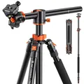 K&F Concept 238CM Stativ, T254A8(SA254T1) Kamerastativ mit verlängerten 90° Mittelsäulen, 360° Panorama Fotostativ mit Tragtasche, Tripod mit Schnellwechselpatte für Digitalkamera