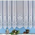 heimtexland Gardine Jacquard Store weiß Fensterdeko Blumen Fertigstore (1 St), Kräuselband, halbtransparent, Jacquard, Spitze gebogt I Kräuselband I Deko Vorhang durchscheinend weiß 450 cm x 145 cm