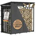 Holzunterstand Metall mit Dach und Abdeckplane 185x185x105cm verzinktes Kaminholzregal 1m tief wetterfest Brennholz trocken lagern außen anthrazit - Schwarz