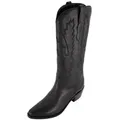 Ulla Popken Leder-Cowboystiefel 3 XL-Schaft Stickerei Weite H Stiefel schwarz 43 EU