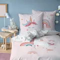 Einhorn / Regenbogen Mädchen-Bettwäsche in Rosa 80x80 135x200 cm 100% Baumwolle