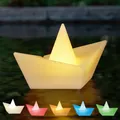 IC Gardenstyle LED Solarleuchte LED Solar Schwimmleuchte Schiffchen im Origami-Stil, LED fest integriert, RGBW (warm-weiß und bunt mit automatischen Farbwechsel), schwimmfähig