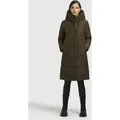 Steppmantel KHUJO "JANGE", Damen, Gr. M, grün (dunkeloliv), 100% Polyester, unifarben, casual, loose fit knielang, Langarm, Mäntel