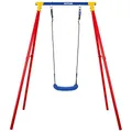 KETTLER Einzelschaukel Single Outdoor | Stabiles Schaukelgestell inklusive Schaukelsitz und Bodenanker | Metallgerüst | 50kg belastbar | Kinder ab 3 Jahren (Rot)