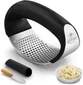 Zulay Kitchen Knoblauchpresse Wippe aus Edelstahl, Premium Knoblauchpresse mit
