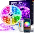 VKH LED Strip 5m, LED Streifen 5m Selbstklebend Bluetooth RGB LED Band mit