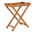 LebensWohnArt Gartentisch Klappbarer Teak Tablett-Tisch FLEX 70cm natural Beistelltisch
