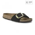 Birkenstock für Damen. 1023373 Leder-Sandalen Madrid Big Buckle (Schmale Passform) schwarz (39), Wohnung, Keine, Lässig