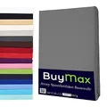 Buymax Topper Spannbettlaken 160x200 cm Spannbetttuch 100% Baumwolle Jersey für Matratzentopper bis 12 cm Matratzenhöhe Bettlaken für Boxspringbett Topper, Anthrazit-Grau