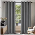 Deconovo Verdunkelungsvorhang Gardinen mit Ösen Blickdichte Vorhang Kälteschutz Schlafzimmer 2er Set, Blackout Curtain einfarbig Thermo Vorhang Verdunkelung Wärmeisolierend grau 140 cm x 260 cm